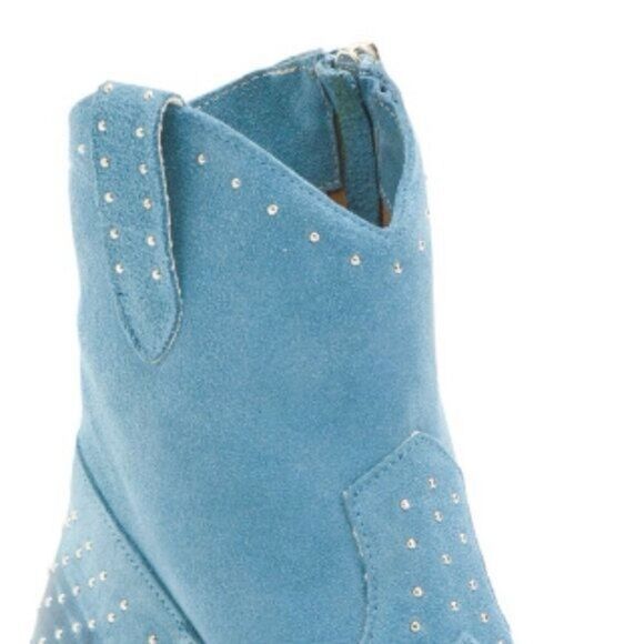 EMANUELE CRASTO Made In Italy Suede Studded Cowboy Boots size 39/8.5US NWB - Picture 4 of 5